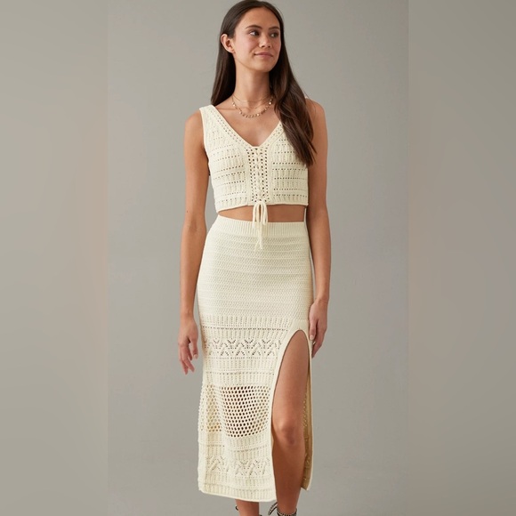 American Eagle Outfitters Dresses & Skirts - American Eagle Knit Slit Midi Skirt, Cotton, medium